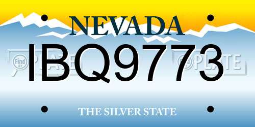 IBQ9773 Nevada License Plate