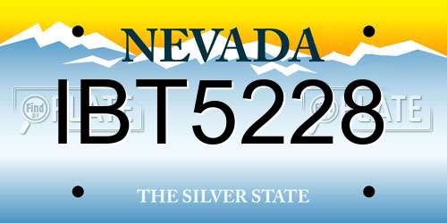 IBT5228 Nevada License Plate