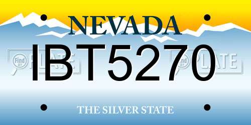 IBT5270 Nevada License Plate