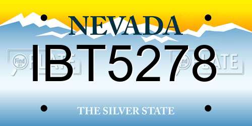 IBT5278 Nevada License Plate