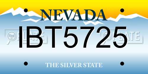 IBT5725 Nevada License Plate