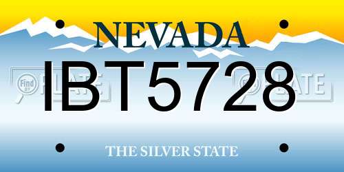 IBT5728 Nevada License Plate