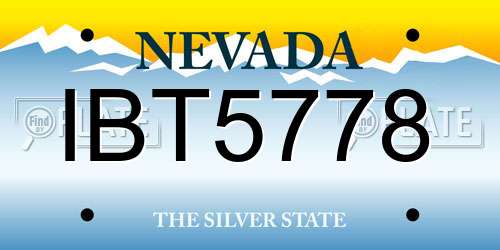 IBT5778 Nevada License Plate