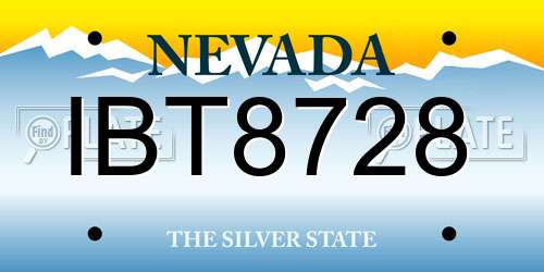 IBT8728 Nevada License Plate