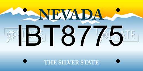 IBT8775 Nevada License Plate
