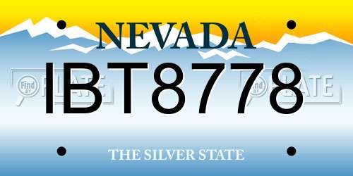 IBT8778 Nevada License Plate