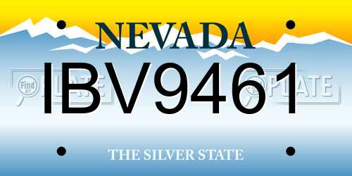 IBV9461 Nevada License Plate