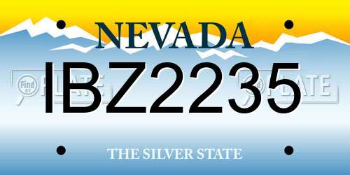 IBZ2235 Nevada License Plate