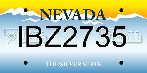 IBZ2735 Nevada License Plate