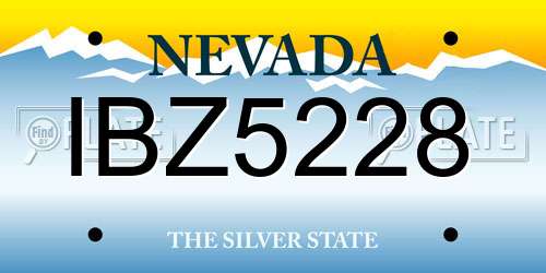 IBZ5228 Nevada License Plate