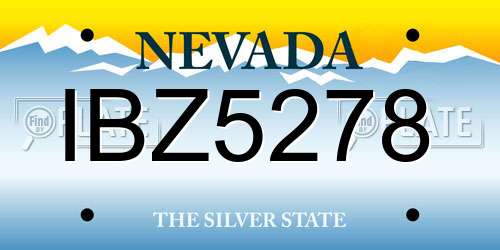 IBZ5278 Nevada License Plate