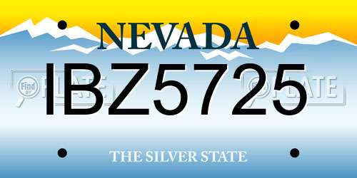 IBZ5725 Nevada License Plate