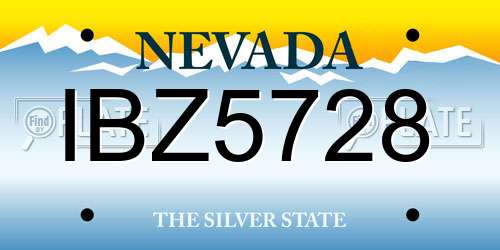 IBZ5728 Nevada License Plate
