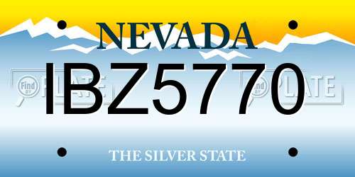 IBZ5770 Nevada License Plate