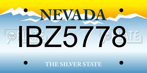 IBZ5778 Nevada License Plate