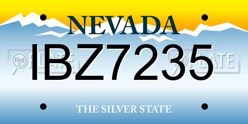 IBZ7235 Nevada License Plate