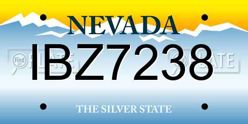 IBZ7238 Nevada License Plate