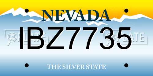 IBZ7735 Nevada License Plate
