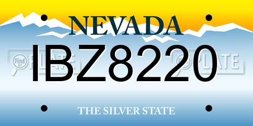 IBZ8220 Nevada License Plate