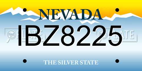 IBZ8225 Nevada License Plate