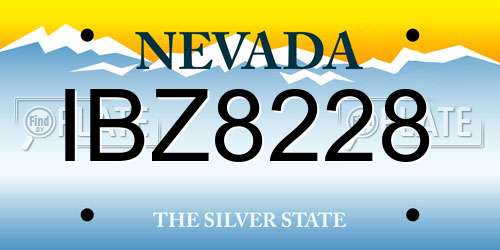 IBZ8228 Nevada License Plate