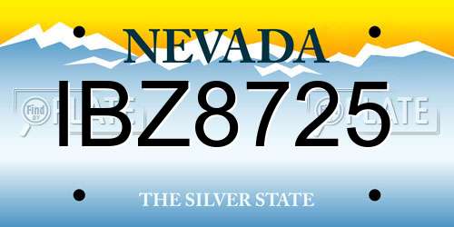 IBZ8725 Nevada License Plate