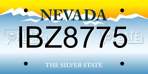 IBZ8775 Nevada License Plate