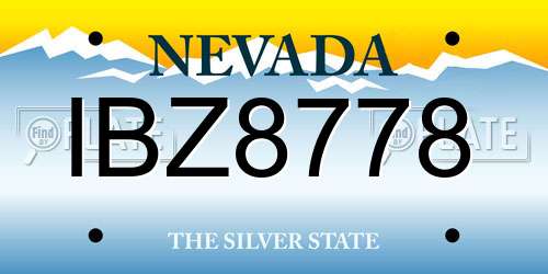 IBZ8778 Nevada License Plate