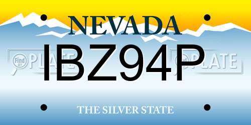 IBZ94P Nevada License Plate