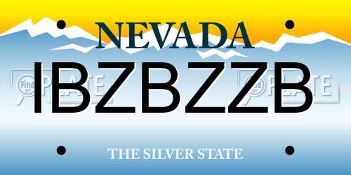 IBZBZZB Nevada License Plate