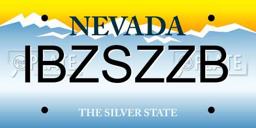 IBZSZZB Nevada License Plate