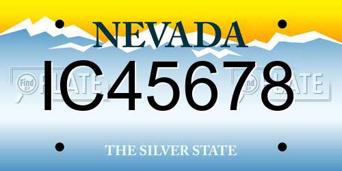 IC45678 Nevada License Plate