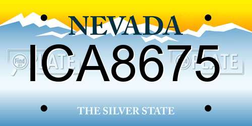 ICA8675 Nevada License Plate