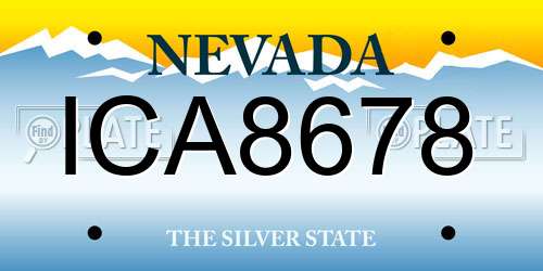 ICA8678 Nevada License Plate