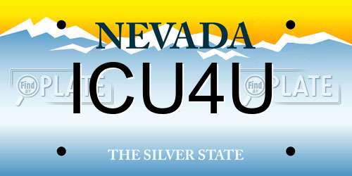 ICU4U Nevada License Plate