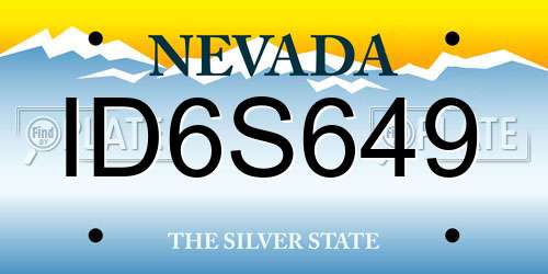 ID6S649 Nevada License Plate
