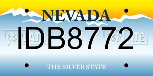 IDB8772 Nevada License Plate