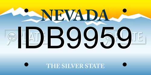 IDB9959 Nevada License Plate