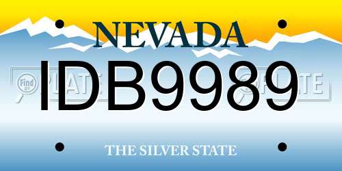 IDB9989 Nevada License Plate