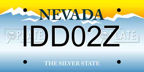 IDD02Z Nevada License Plate
