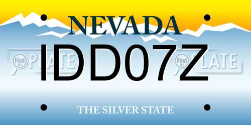 IDD07Z Nevada License Plate