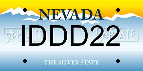 IDDD22 Nevada License Plate