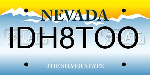 IDH8TOO Nevada License Plate