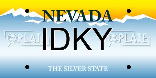 IDKY Nevada License Plate