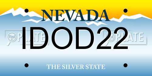 IDOD22 Nevada License Plate