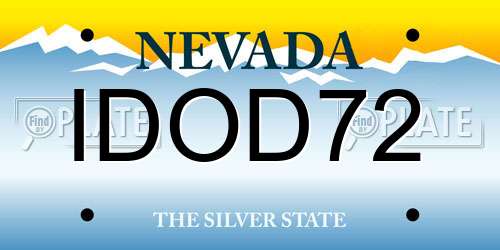 IDOD72 Nevada License Plate