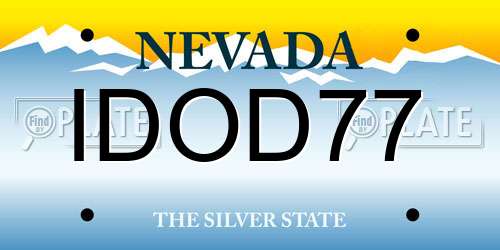 IDOD77 Nevada License Plate