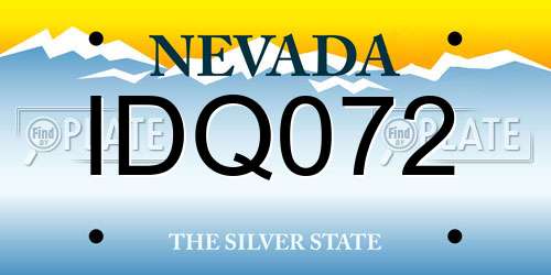 IDQ072 Nevada License Plate