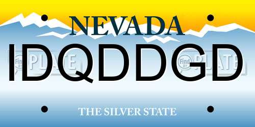 IDQDDGD Nevada License Plate