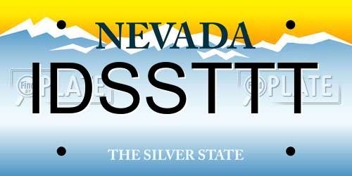 IDSSTTT Nevada License Plate